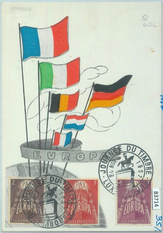 83714 - LUXEMBURGO - Historia Postal - FDC TARJETA MÁXIMA 1957 EUROPA Foto 1 de 1