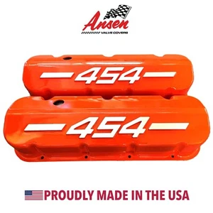 Big Block Chevy 454 Valve Covers - Orange - Raised Logo - SECONDS, Small Blems - Picture 1 of 8