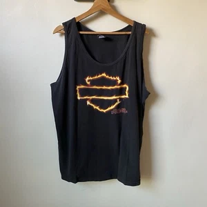 Camiseta sin mangas Harley Davidson West 2001 vintage con logotipo de llama XL para hombre hecha en EE. UU. - Imagen 1 de 7
