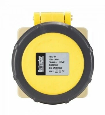 Defender E884308 IP67 16A 110V Socket - Yellow - Image 1 of 4