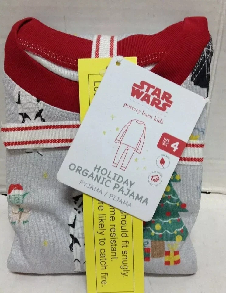 NEW Pottery Barn Kids Size 4 Star Wars Holiday Organic Pajama Set Darth Vader  - Image 1 of 4