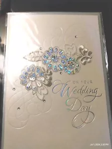 Papyrus Wedding Beautiful Blingy Sequined Flowers New Unopened w Envelope - Picture 1 of 4