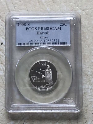 2008 S 25C SILVER Hawaii STATE QUARTER  PR68   PCGS Coin - Image 1 of 4