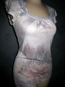 Claire Pettibone Top Spitzenausschnitt Athen hellblau weich & leicht Neu S 34 - Bild 1 von 11
