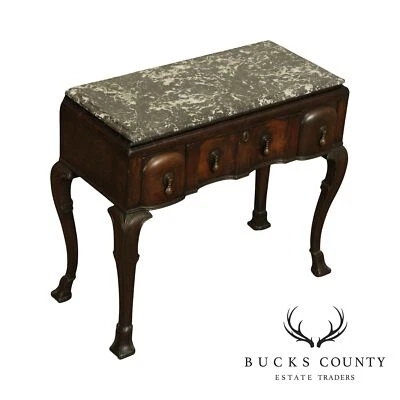 18th Century Antique English Walnut Jacobean Marble Top Console, Lowboy - Image 1 of 4