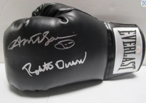 Sugar Ray Leonard & Roberto Duran Signed Black Lefthand Everlast Glove PAAS COA - Picture 1 of 2