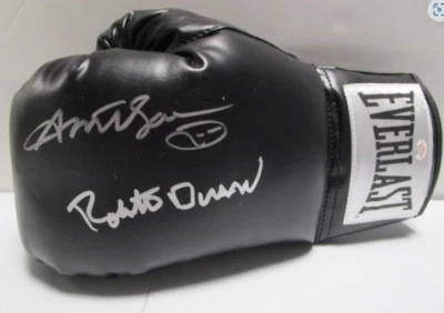 Sugar Ray Leonard & Roberto Duran Signed Black Lefthand Everlast Glove PAAS COA - Image 1 of 2