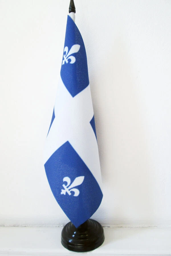 AZ FLAG DRAPEAU DE TABLE QUÉBEC 21x14cm - PETIT DRAPEAUX 14 x 21 cm QUÉBÉCOIS - CANADA -