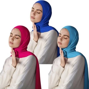 Jersey Hijab Scarf for Women Long Soft Muslim Turban Hair Wrap Headwrap Scarv... - Picture 1 of 6