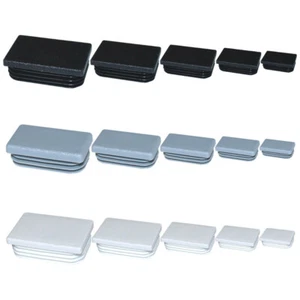 5x Tappi rettangolari alettati puntali plastica copriforo nero piede tubi sedia - Imagen 1 de 6