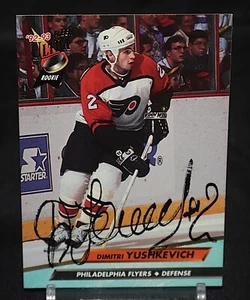Fleer NHL 1992 Dimitri Yushkevich Philadelphia Flyers #161 autógrafo firmado - Imagen 1 de 2