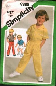 9888 Vintage Simplicity Sewing Pattern Boys Shirt Pull on Pants Shorts OOP Sew
