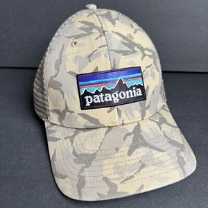 Cappello mimetico Patagonia Fitz Roy marrone camionista berretto da baseball maglia snapback RARO - Foto 1 di 8
