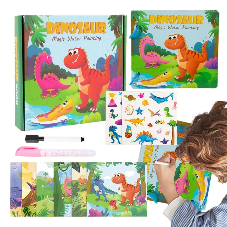 Water Color Book Dinosaur Paper Coloring Workbook Water Paint Book For Toddler - image 1 of 4