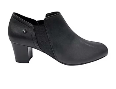 East 5th Negro Rossi Tacón Apilado Botines Botas de Cuero Sintético 8.5w Ancho Foto 1 de 3