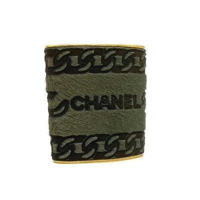 Pulseira de Couro Chanel Haraco Vintage Rara 18cm Usada - Imagem 1 de 4