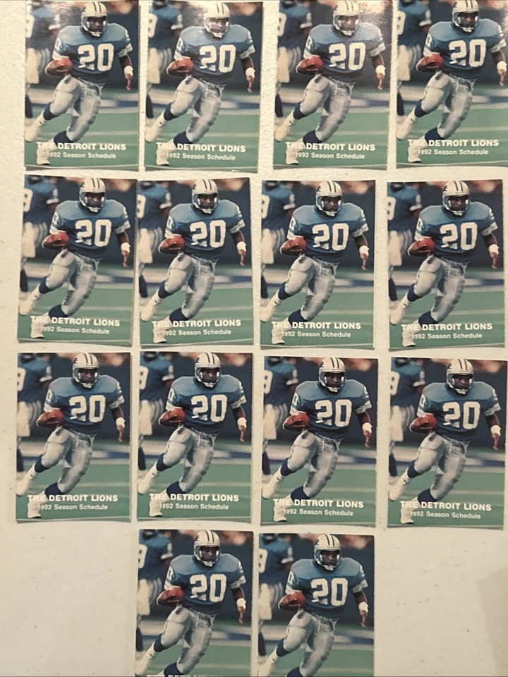 NFL Pocket Schedules Detroit Lions lote mixto de 14 todos Barry Sanders 1992 Foto 1 de 2