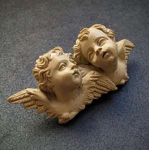 Brosche Lava Gestein Putto Engel Köpfe geschnitzt alt antik c. 1900 - Bild 1 von 8
