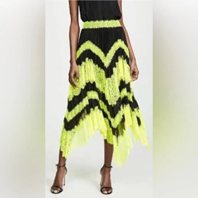 Alice + Olivia Katz Lace-trim Pleated Skirt Siz 2 - Image 1 of 4