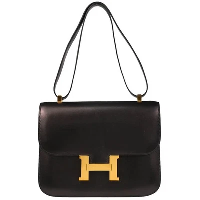 Bolso de Hombro Hermes Caja Negra Becerro Constanza 25 25C□D XX92198 Foto 1 de 4