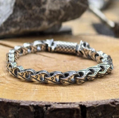 925 Sterling Silver Handmade Chain Silver Heavy Chain Men Bracelet - Image 1 of 4