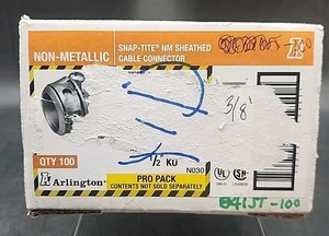 Arlington Industries 3/8" SNAP-TITE Sheathed Cable Connector #841ST-100 100 Pack - Picture 1 of 8