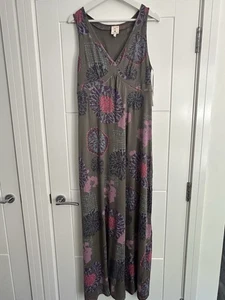 White Stuff Maxi Dress UK 10 Khaki Pink Purple Floral Print Sleeveless - Picture 1 of 11