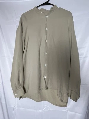 Neumann Marcus Exclusive Shirt Mens Medium Tan Button up 100% Silk Long Sleeve - Image 1 of 4
