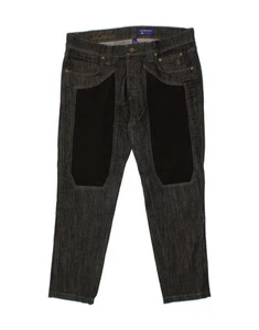 JECKERSON Mens Slim Cropped Jeans W34 L26 Black Colourblock Cotton BP19 - Picture 1 of 3