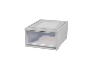Iris Stackable Storage Drawer, 11.5"H x 15.7"W x 19.7"D Gray/Translucent Frost - Picture 1 of 1