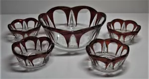 EAPG*** 5 PCS. TARENTUM GLASS (PURITAN) BERRY SET IN RUBY STAIN.. - Picture 1 of 5