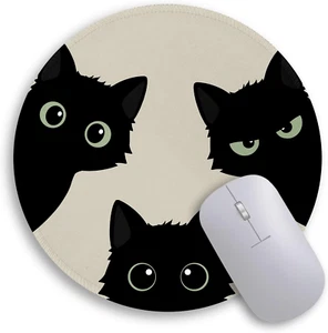 Immaturus Black Cat Mouse Pad, Cute Small Mouse Pads for Desk, round Travel Mous - Picture 1 of 12