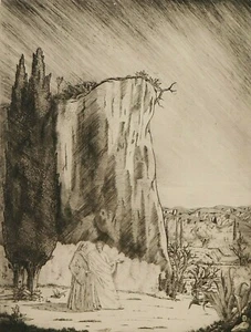 ACQUAFORTE Radierung Gravur SIGNIERT Enrico BRANDANI, "Dante e Virgilio" - Bild 1 von 4
