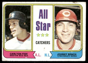 All-Star Catchers (Carlton Fisk / Johnny Bench) 1974 Topps #331 HOF - Foto 1 di 2