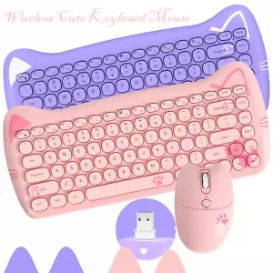 Ajazz A3060 84-Key Cute Cute cat ears Wireless Keyboard&Mouse Set for Mac Laptop - Picture 1 of 31
