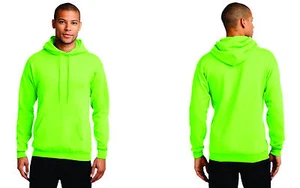 Hooded Plain Neon Green Sweatshirt Men Women Hoodie Fleece Cotton Blank New - Picture 1 of 2