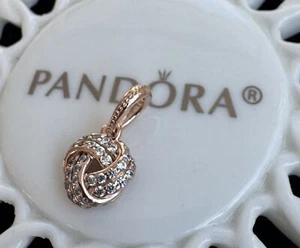 Authentic Pandora ROSE Sparkling Love Knot Pendant #380385CZ - Picture 1 of 5
