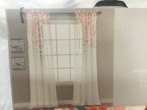 Lush Decor Weeping Flowers Window Curtains Panels 38x 84 tangerine/ turquoise - Picture 1 of 5