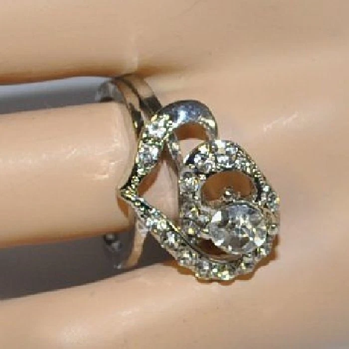 2 Anelli Amore Cuore Strass Vintage Cuore Anello Amour Color-Argento Y011 Nuovo - Immagine 1 di 1