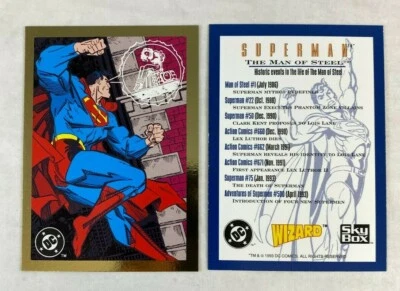 CHEAP PROMO CARD: SUPERMAN THE MAN OF STEEL Skybox 1993 via WIZARD w/ GOLD FOIL - Image 1 of 2