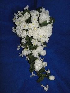 New Sullivan Inc. Snow White French Rose/Stephanotis Silk Flowers Bridal Bouquet - Picture 1 of 7