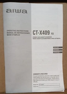 Aiwa CT X409 Vintage car audio stereo cassette OPERATING INSTRUCTIONS MANUAL - Bild 1 von 1