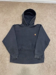 Vintage 80s Carhartt Rugged Wear FADED BLACK Reverse Weave Hoodie Size Medium - Bild 1 von 6