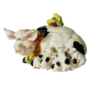 Cookie Jar Pig and Piglets Farm Harvest Farm Theme 14" x 7.5" x 8.5" - Picture 1 of 9