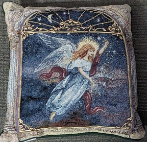 New Tapestry Pillow Angel Of Wishes Lena Liu Moon Stars 14" Square Celestial - Picture 1 of 5