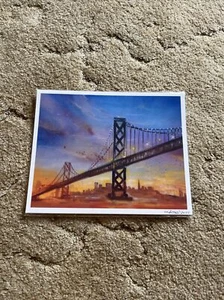 Blue & Gold Bridge Digital Print Reproduced From Artwork By Nate Tan 8”x10” New - Picture 1 of 3