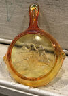 Vintage Depression Glass AMBERINA Stars Eagle Shield Cast Iron Dish Americana
