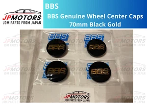 BBS Wheel Center Caps 70mm Genuine Emblem Black Gold 3D Logo P5624080 Set 4pcs - Picture 1 of 12
