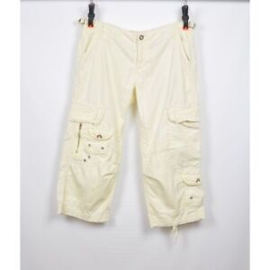 Da Nang Light Yellow Soft Cotton Cropped Capri Cargo Pants Women's Size S