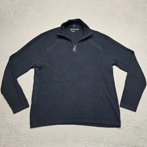 Perry Ellis Motion Pullover Mens Large Blue Long Sleeve Merino Blend 1/4 Zip - Picture 1 of 15